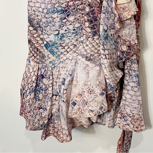 FOR ALL MANKIND Sleeveless Ruffle Wrap Dress In Snakeskin Print NEW - Picture 7 of 11